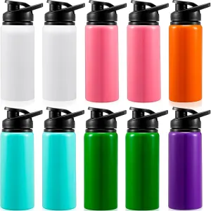 10 Pcs Aluminum Water Bottle 17 Oz Reusable Bike Snap Lid Metal Water Bottle Lightweight Portable Sports Leak Proof Gym for Travel Camping Hiking