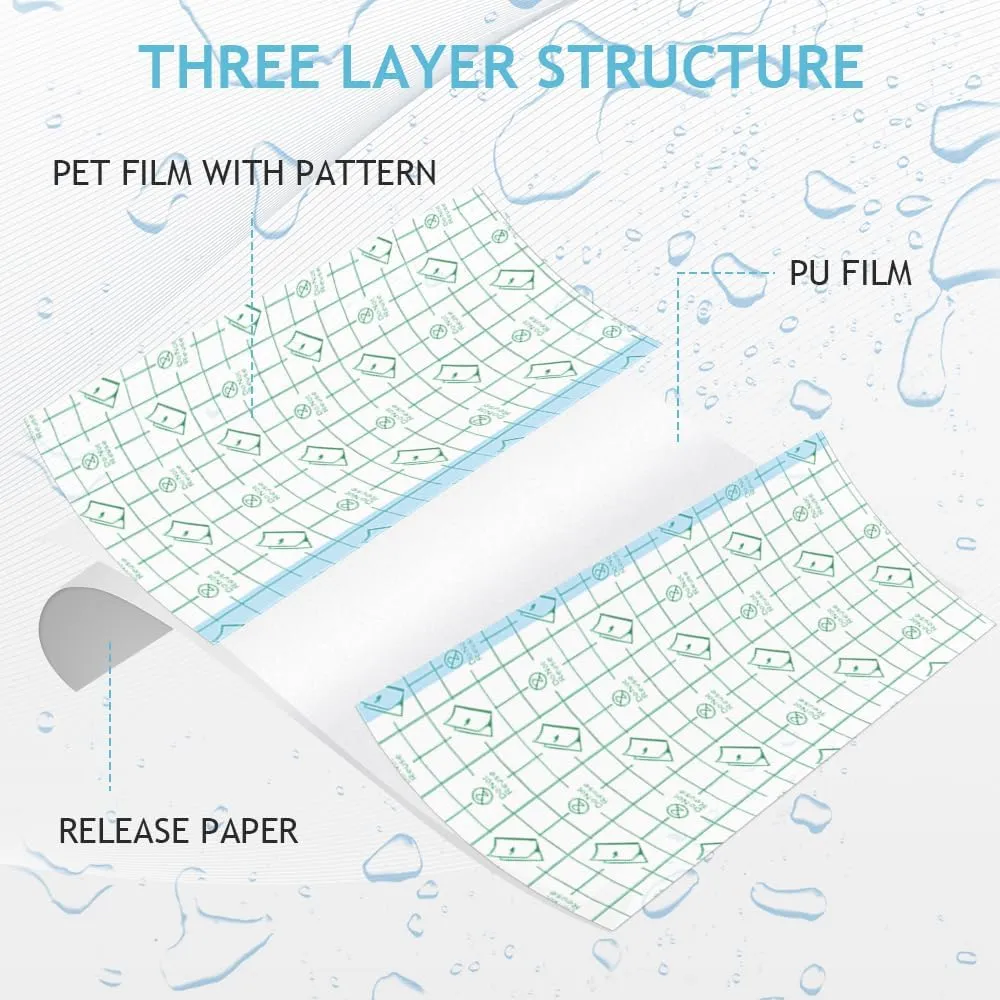 100 Pcs Tattoo Aftercare,Waterproof Bandages for Swimming,Waterproof Bandages for Wounds,Second Skin Tattoo Cover Up Tape,4 Size Wound Seal,Transparent Film Dressing,Clear Band Aids,Waterproof Patch