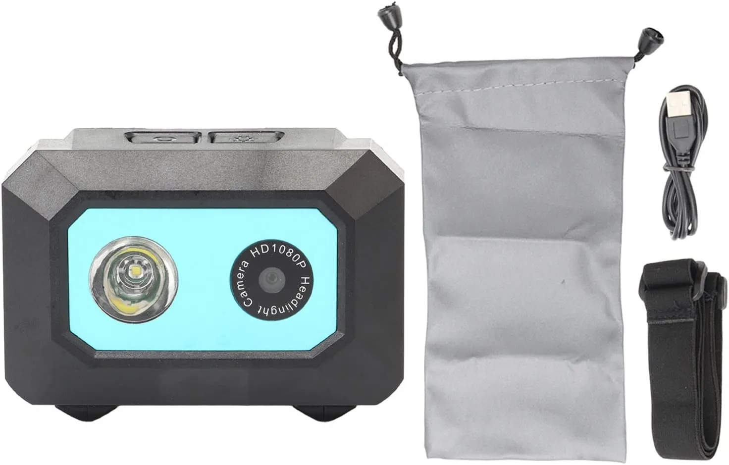 1080P Head Mounted Video Camera, HD Sports Action Cam with LED Headlamp, Night, SOS Mode, Hands Unfettered Design, for Outdoor Activities
