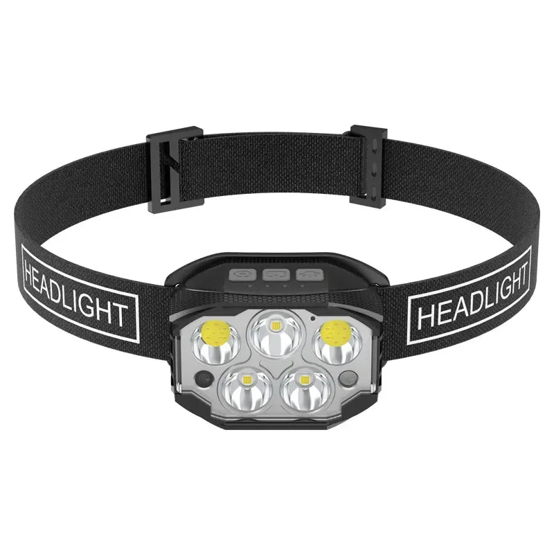 1200 Lumen LED Rechargeable Headlamp, Motion Sensor, Waterproof Headlight, 360° Beam Angle, Outdoor Camping and Fishing Head Lamp