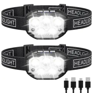 1200 Lumen LED Rechargeable Headlamp, Motion Sensor, Waterproof Headlight, 360° Beam Angle, Outdoor Camping and Fishing Head Lamp