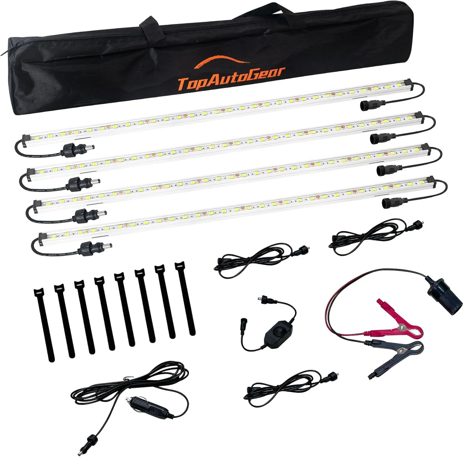 12V LED Interior Light Bar Kit Dimmable Camping String Lights Weatherproof IP67, Magnetic Mounting, All-in-One Portable Lighting for RV, Camping Tent Car Trailer Boat, White 4Pcs