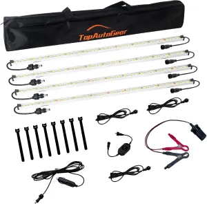 12V LED Interior Light Bar Kit Dimmable Camping String Lights Weatherproof IP67, Magnetic Mounting, All-in-One Portable Lighting for RV, Camping Tent Car Trailer Boat, White 4Pcs