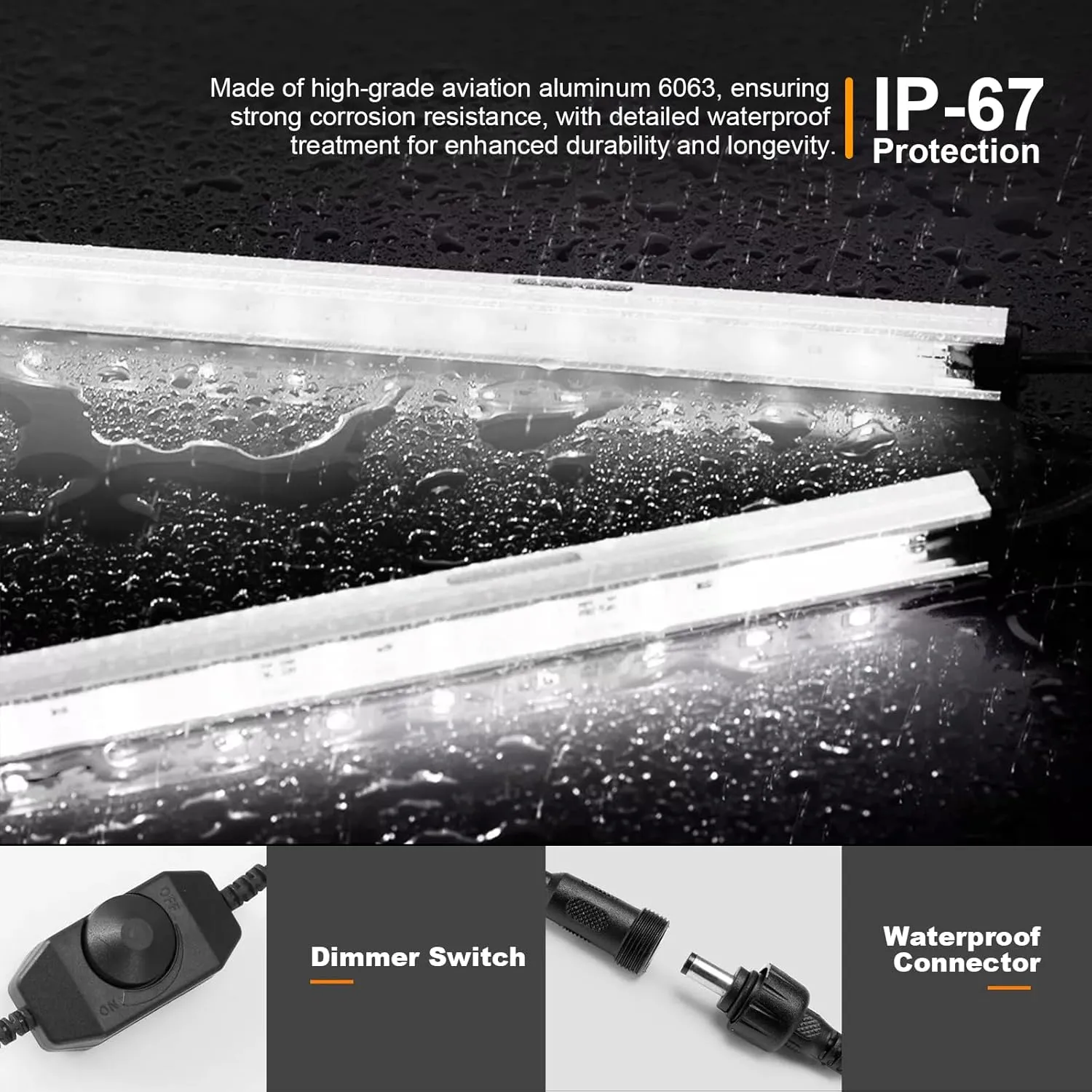 12V LED Interior Light Bar Kit Dimmable Camping String Lights Weatherproof IP67, Magnetic Mounting, All-in-One Portable Lighting for RV, Camping Tent Car Trailer Boat, White 4Pcs