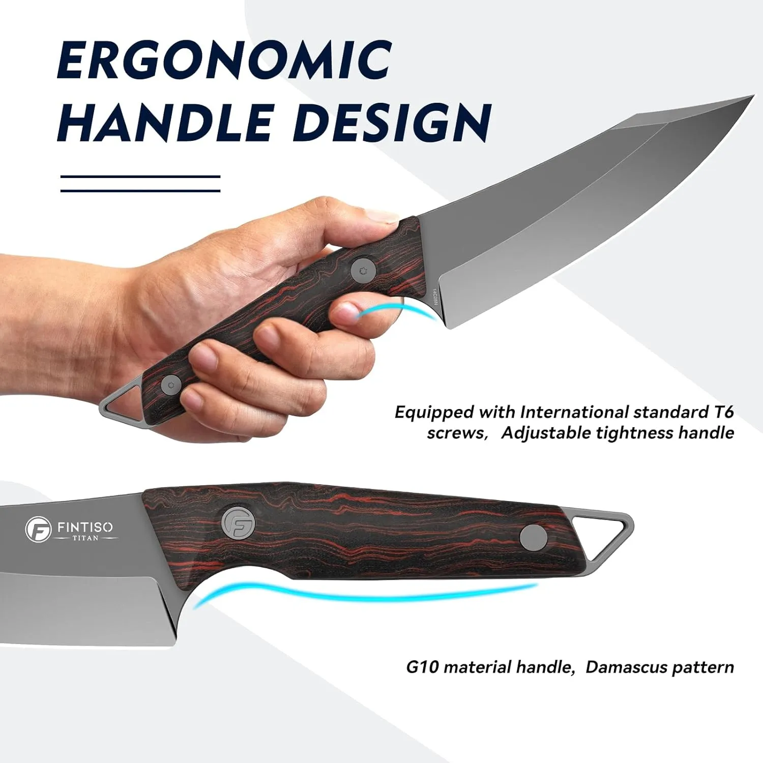 14C28N Steel Viking Knife, Japanese Butcher Knife with G10 Handle, Ultra Sharp Meat Cleaver Boning Knife for Meat Cutting, Outdoor Kitchen Chef Knife Best Gift (Red)