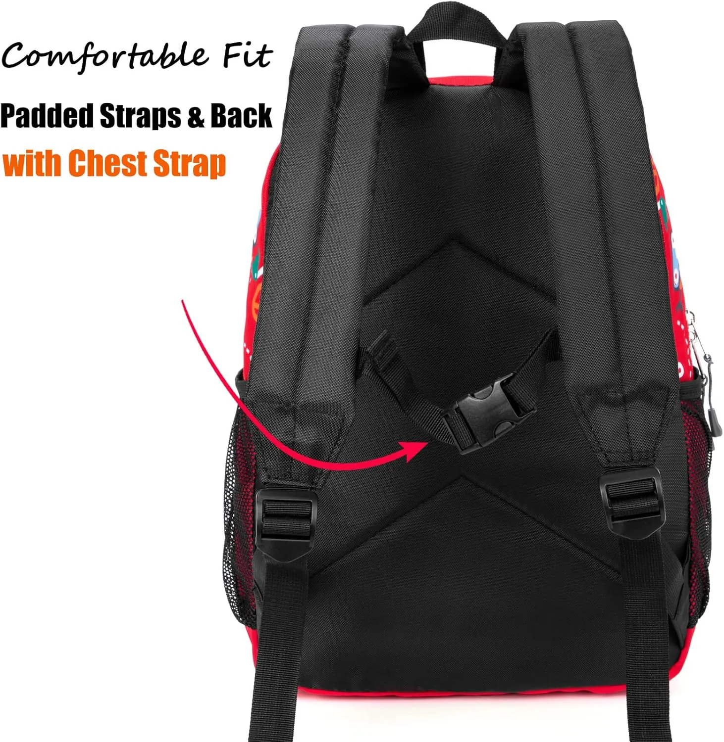 15 Inch Toddler Backpack Boys, Kids Backpack for Preschool or Kindergarten, Cartoon Truck Red