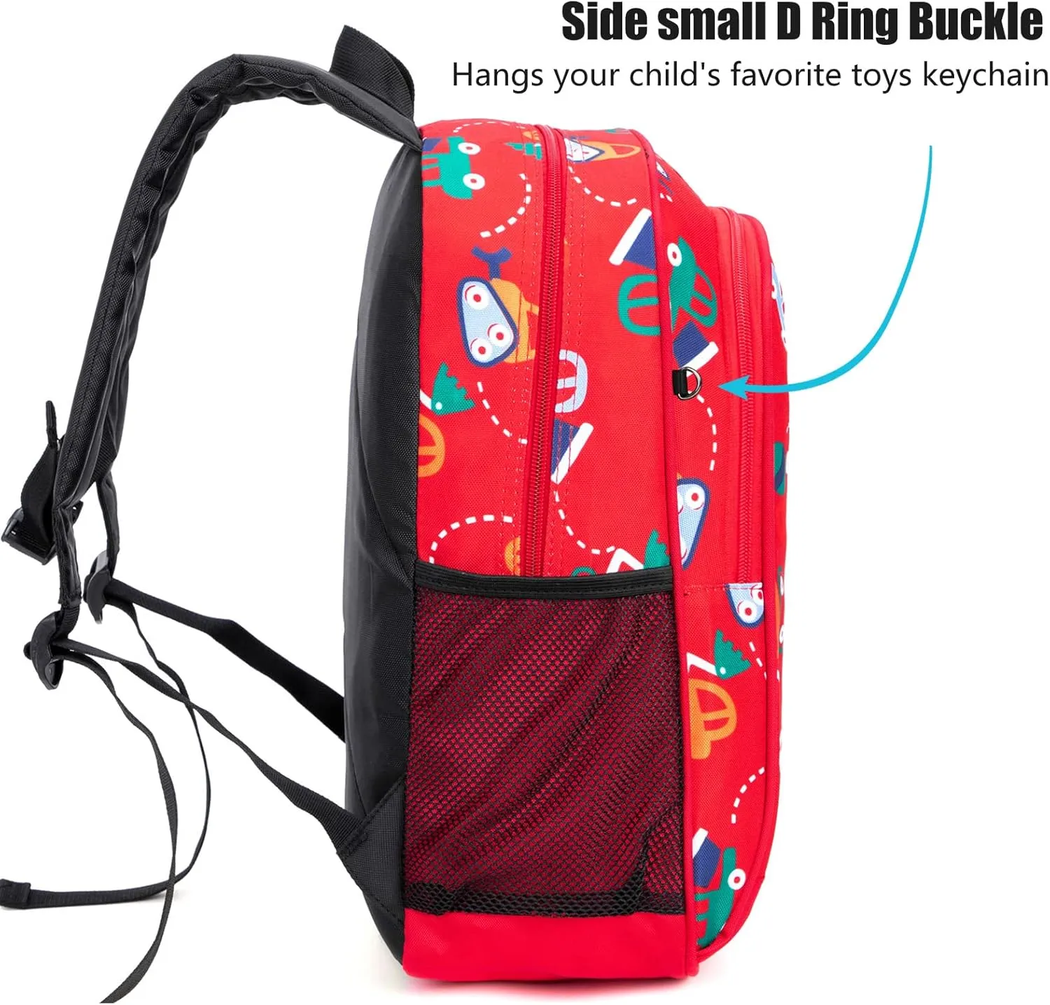 15 Inch Toddler Backpack Boys, Kids Backpack for Preschool or Kindergarten, Cartoon Truck Red