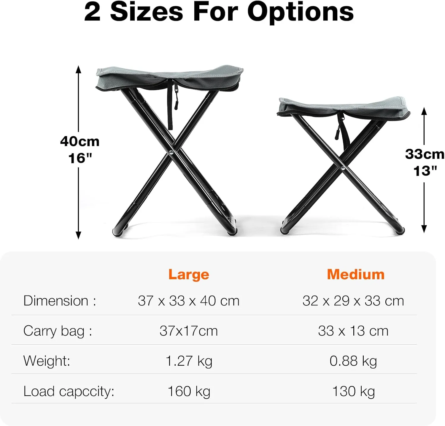 16" Lightweight Foldable Stool, Folding Foot Rest for Adults Heavy Duty Support 350lbs, Portable Seat for Travel Fishing Camping Hiking