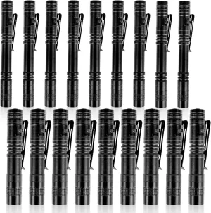 18 Pcs Mini Flashlight Small LED Flashlight Waterproof Strong Light Handheld Pocket Pen Flashlight with Clip for Men Camping Outdoor Work Emergency Inspection, 2 Size