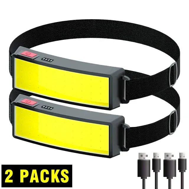 180° Floodlight LED Headlamp with 3 Modes, 10W USB Rechargeable Battery, Waterproof Head Lamp for Hiking and Camping