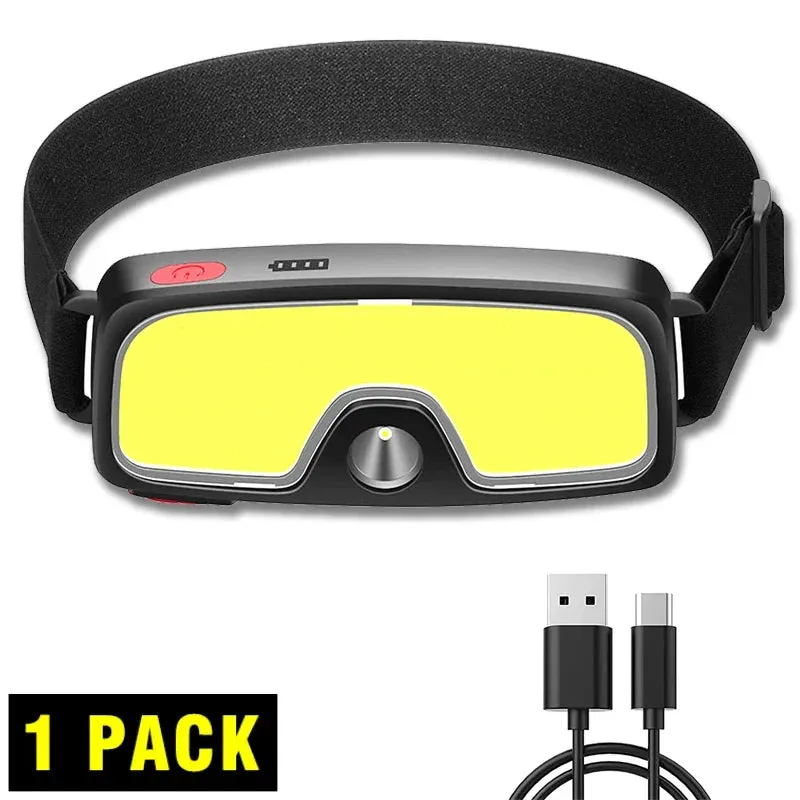 180° Floodlight LED Headlamp with 3 Modes, 10W USB Rechargeable Battery, Waterproof Head Lamp for Hiking and Camping