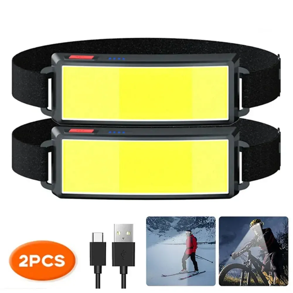 180° Floodlight LED Headlamp with 3 Modes, 10W USB Rechargeable Battery, Waterproof Head Lamp for Hiking and Camping