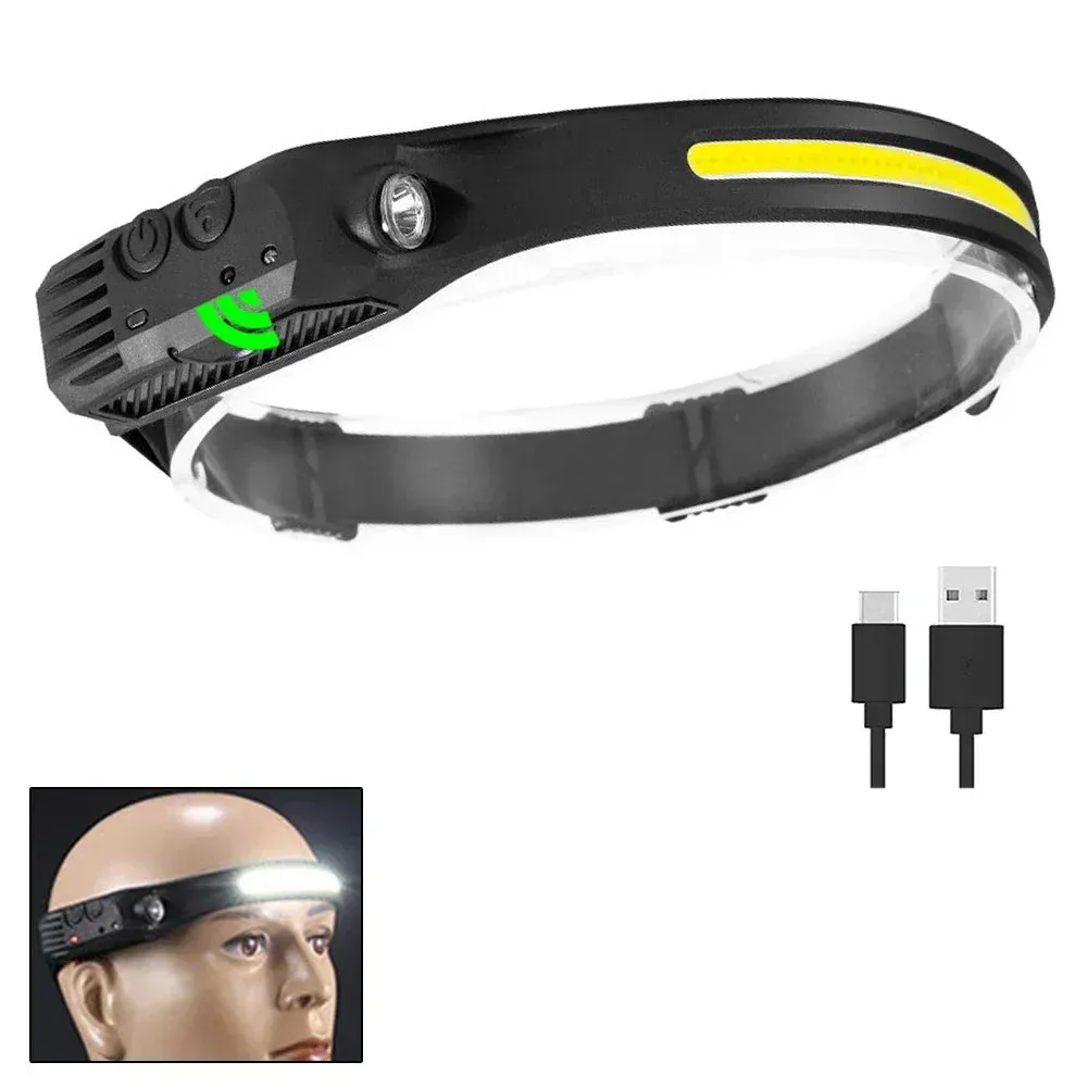 180° Floodlight LED Headlamp with 3 Modes, 10W USB Rechargeable Battery, Waterproof Head Lamp for Hiking and Camping