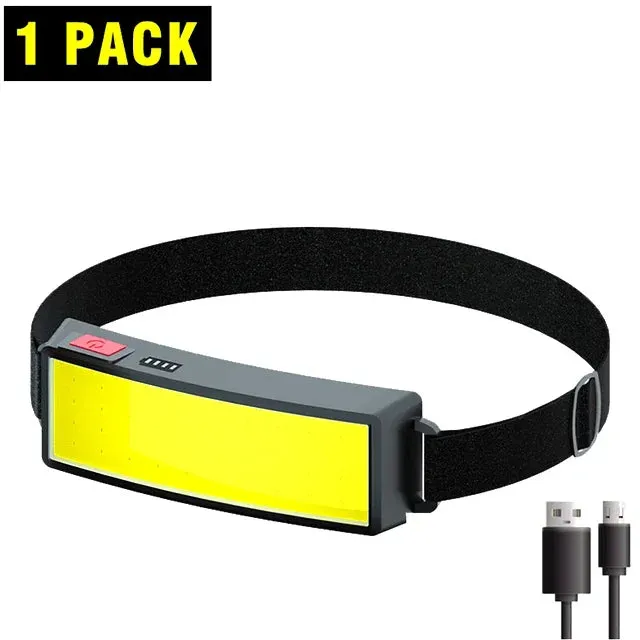 180° Floodlight LED Headlamp with 3 Modes, 10W USB Rechargeable Battery, Waterproof Head Lamp for Hiking and Camping