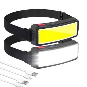 180° Floodlight LED Headlamp with 3 Modes, 10W USB Rechargeable Battery, Waterproof Head Lamp for Hiking and Camping