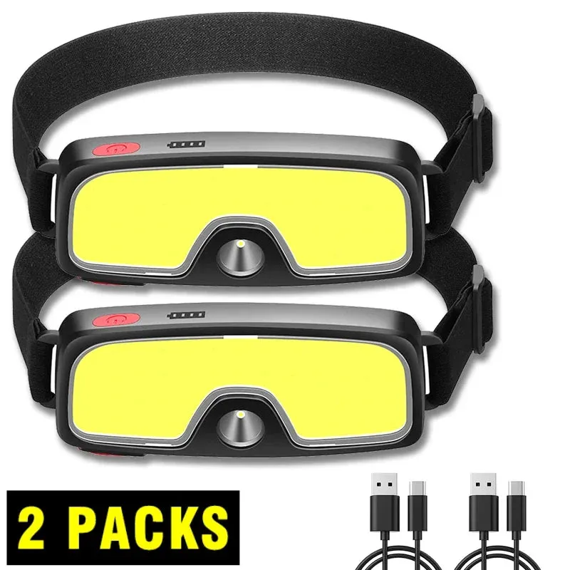 180° Floodlight LED Headlamp with 3 Modes, 10W USB Rechargeable Battery, Waterproof Head Lamp for Hiking and Camping