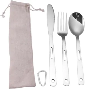 1Set Outdoor Cutlery Stainless Steel Tableware for Camping Picnic and Travel Lightweight Compact Durable Design for Easy Carrying
