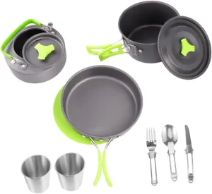 1Set Portable Camping Cookware for People Lightweight Cooking Tools for Outdoor Picnics and Backpacking Adventures