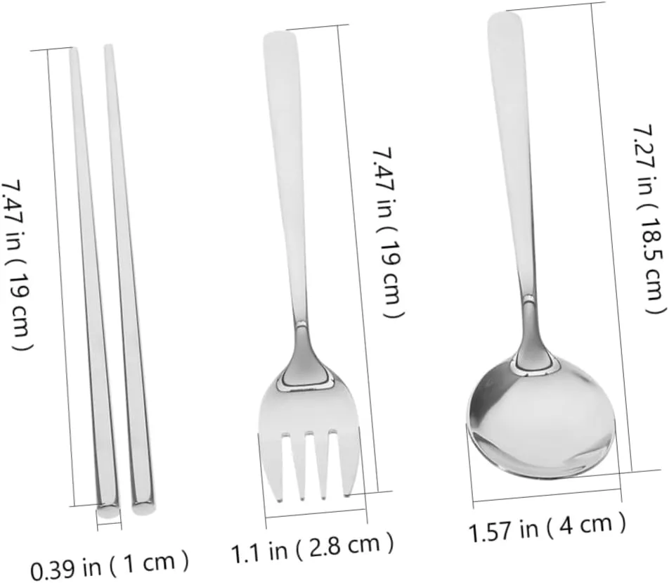 1set Portable Metal Tableware Set Travel Utensil Kit Chopsticks Fork Spoon Case for Outdoor Dining Easy to Clean