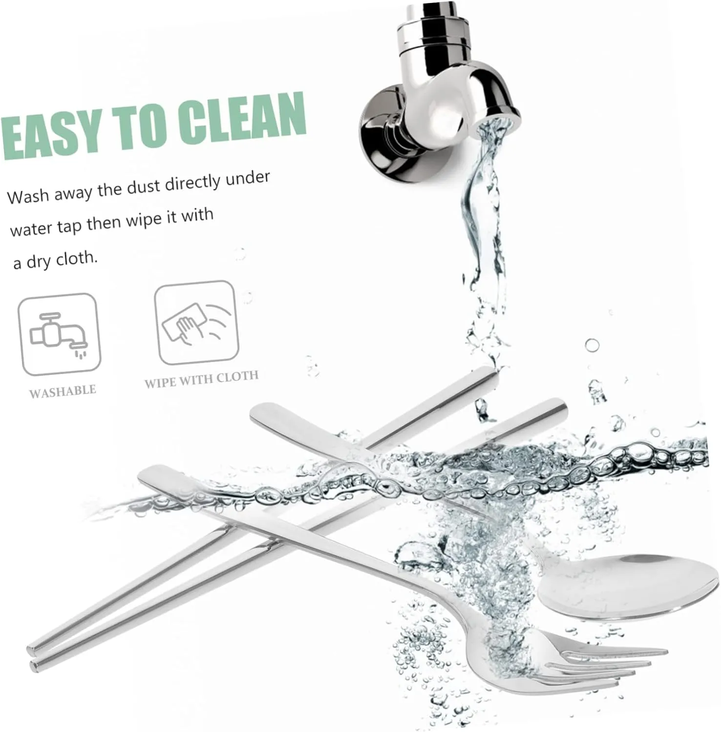 1set Portable Metal Tableware Set Travel Utensil Kit Chopsticks Fork Spoon Case for Outdoor Dining Easy to Clean