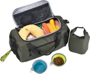 2-in-1 Dog Travel Organizer – Stylish Main Bag with Accessory Compartments & Detachable Kibble Bag | Waterproof, Airline-Approved, Travel-Ready Design for Dog Essentials