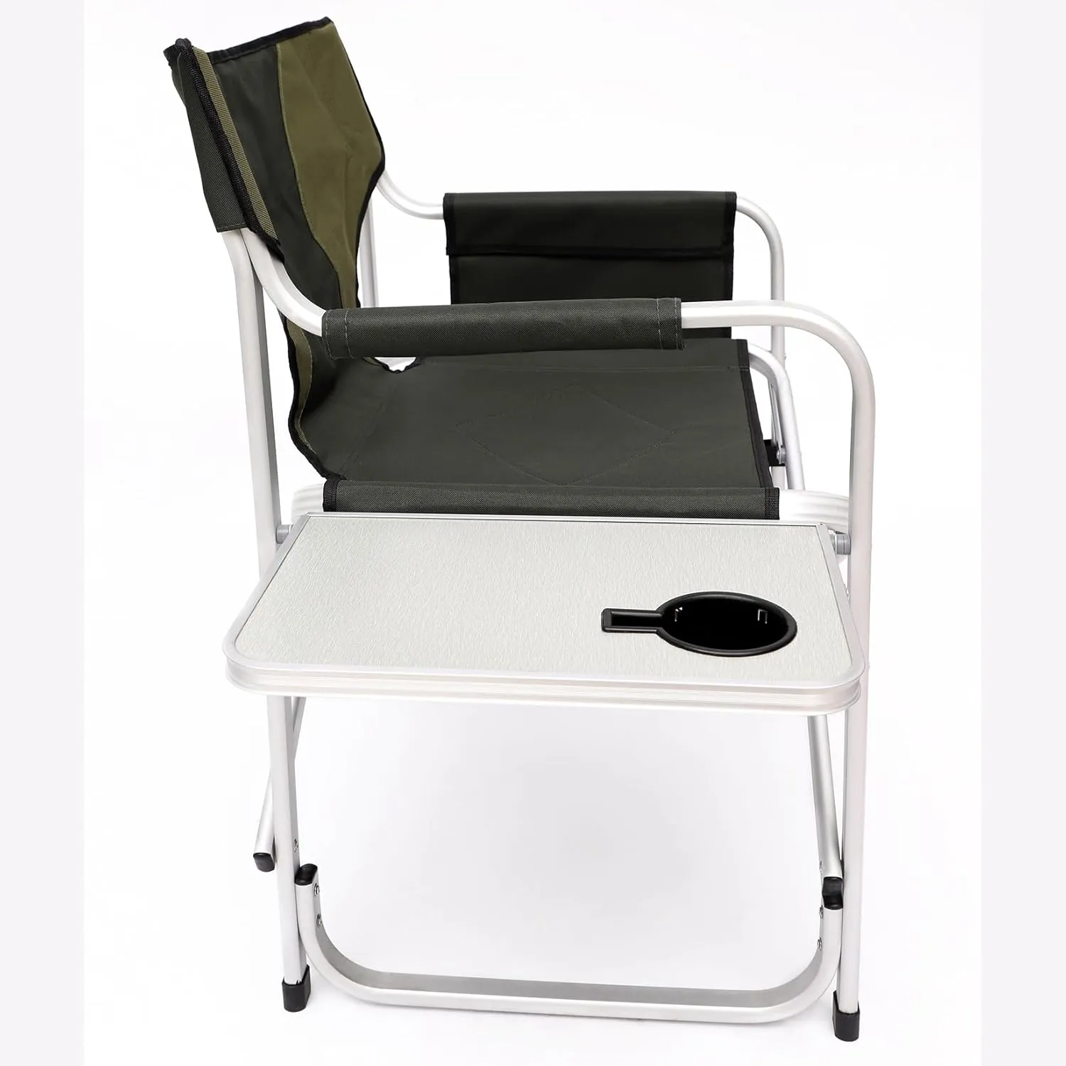2 Pack Camping Chair, Padded Folding Outdoor Chair with Side Table and Storage Pockets, Lightweight Oversized Directors Chair Fishing Chair for Picnics, BBQ, Beach, Backyard, Party, Patio, Lawn, Green