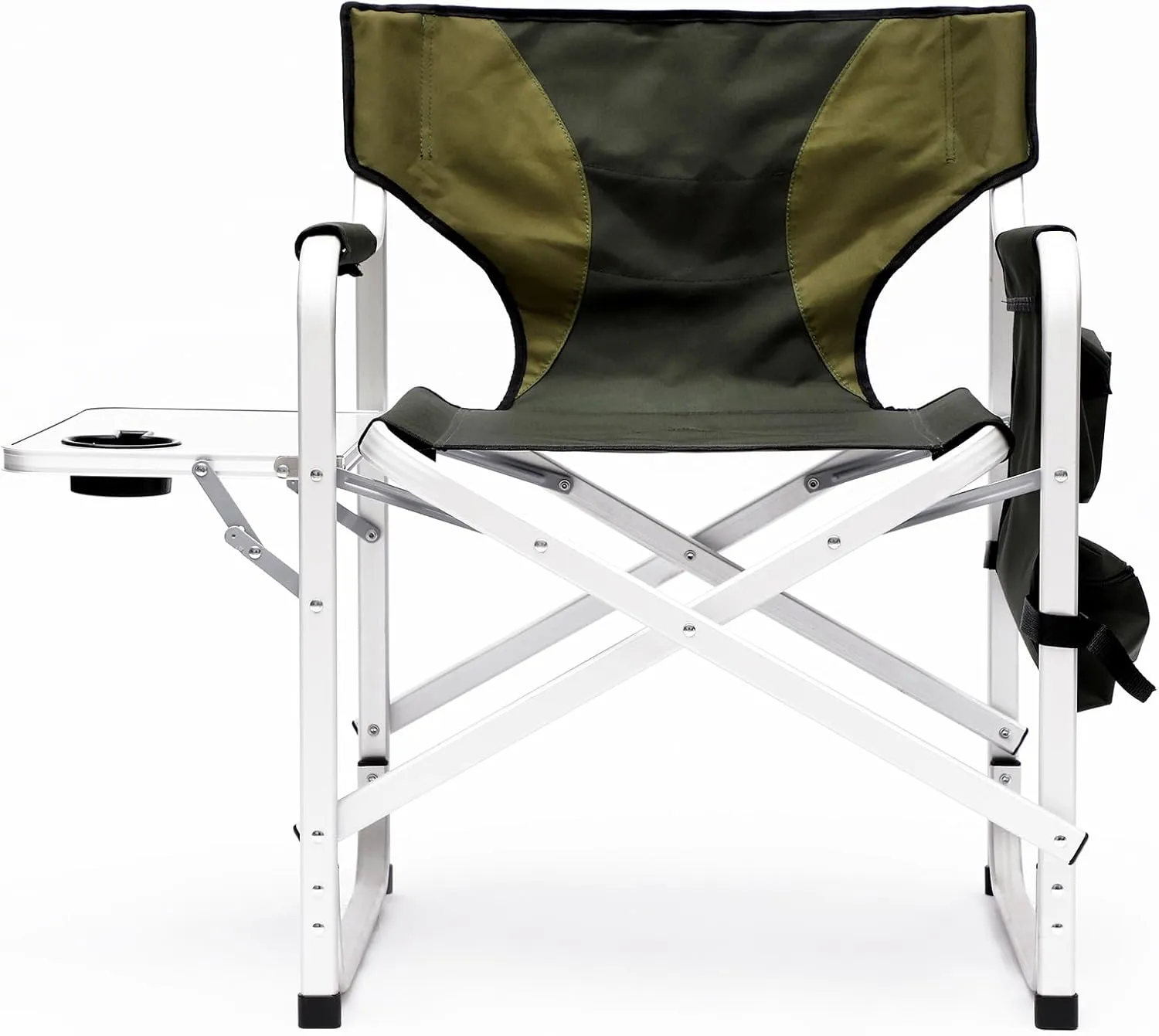 2 Pack Camping Chair, Padded Folding Outdoor Chair with Side Table and Storage Pockets, Lightweight Oversized Directors Chair Fishing Chair for Picnics, BBQ, Beach, Backyard, Party, Patio, Lawn, Green