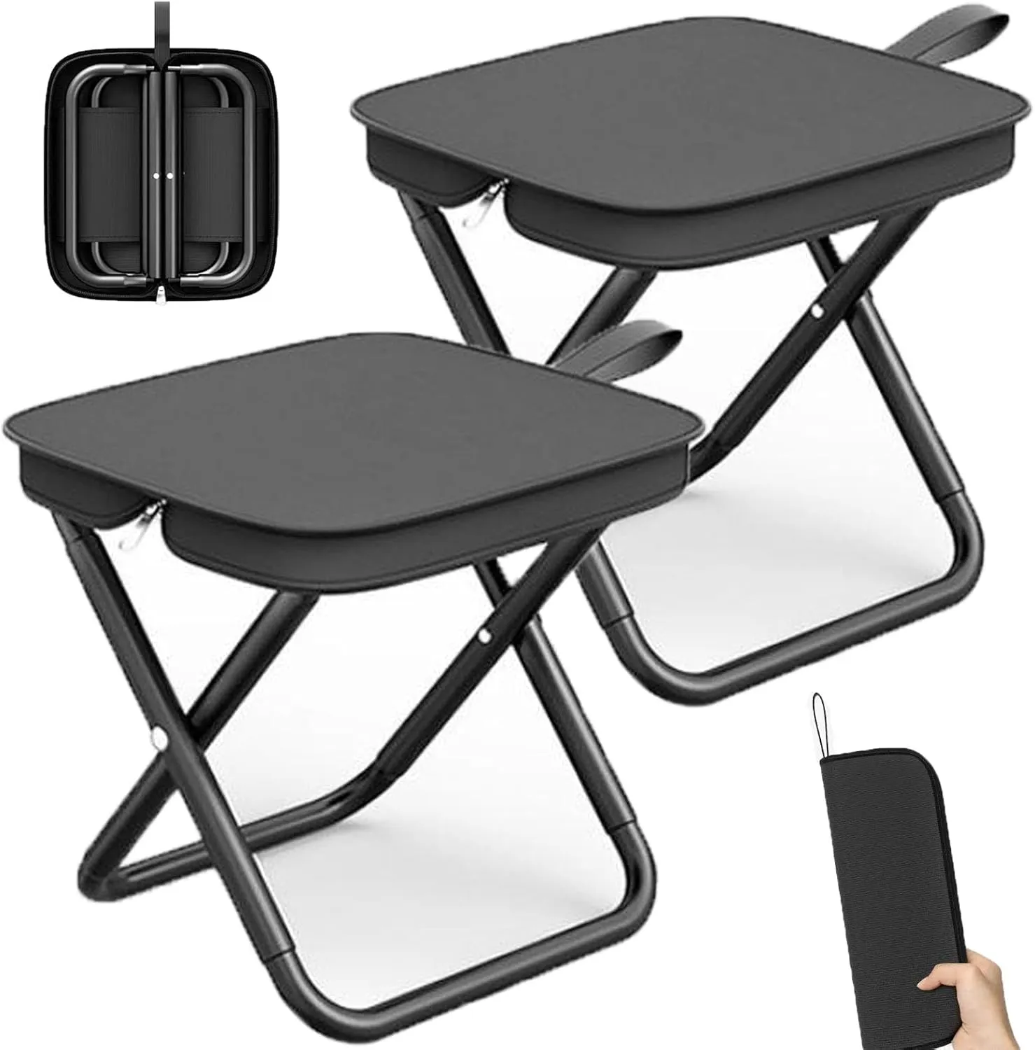 2 Pack Foldable Stool - Portable Camping Chair with Collapsible Design, Lightweight Folding Stool for Outdoor Activities