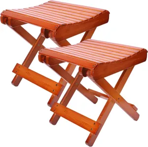2 PCS Folding Bamboo Stool for Shower - 11 x 11 x 12 Inch Multipurpose Bamboo Shower Seat for Bathing, Shaving, and Foot Rest, Compact and Portable Design Ideal for Bathroom and Outdoor Usage