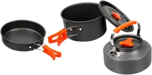 2-Person Portable Camping Pot Set Non-Stick Cooking Utensils Aluminum Camping Kitchen