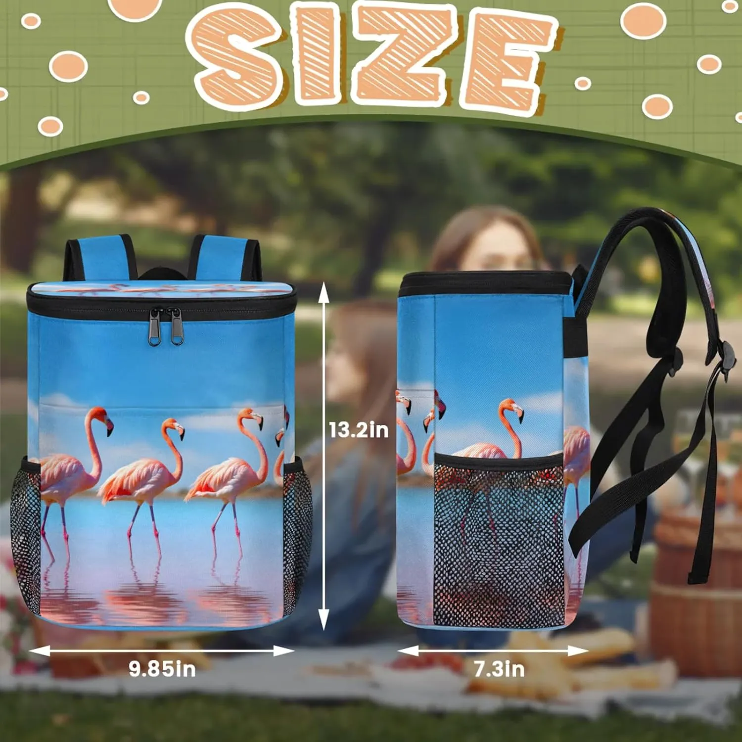20-Hour Insulated Backpack Cooler Waves Abstract Leakproof Cooler Bag Portable Cooler Backpack