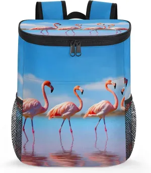 20-Hour Insulated Backpack Cooler Waves Abstract Leakproof Cooler Bag Portable Cooler Backpack