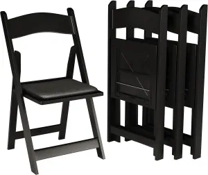 200 Black Resin Stackable Folding Chair - Comfortable Black Foldable Chair - Folding Chairs with Padded Seats - Indoor/Outdoor Folding Chairs for Events - Lightweight Foldable Chairs (200 Pack)