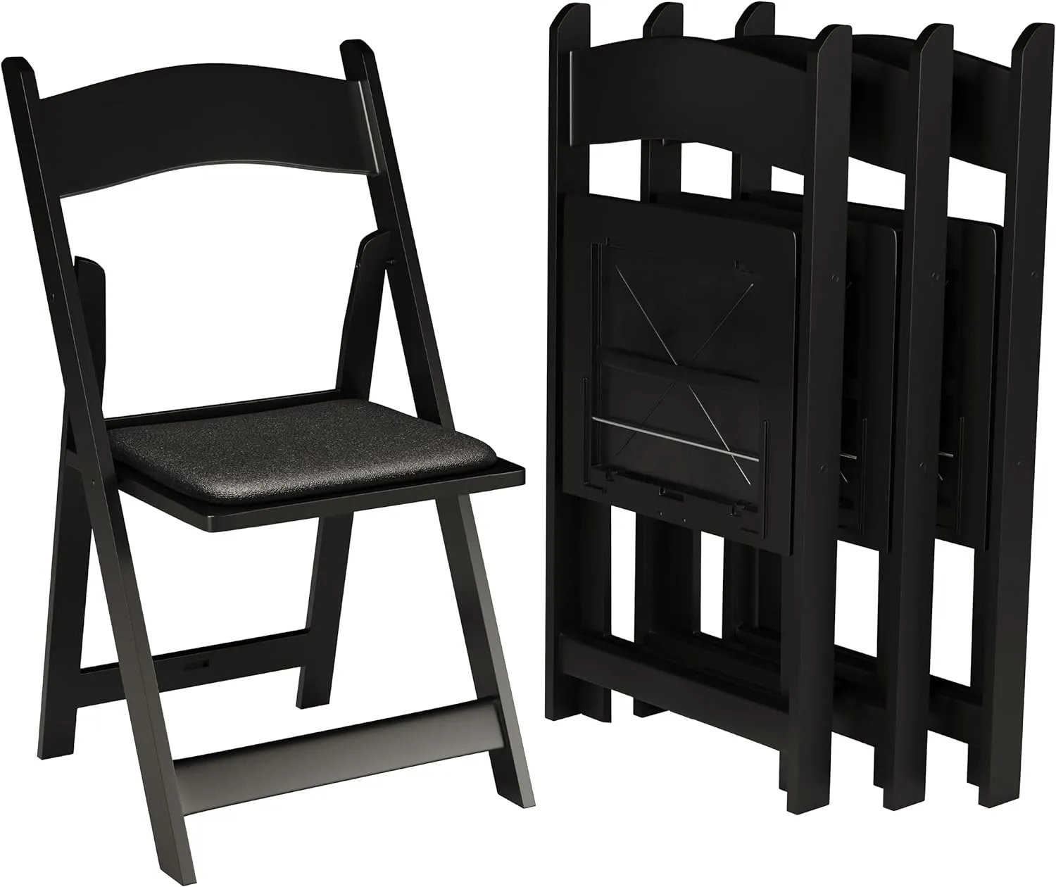 200 Black Resin Stackable Folding Chair - Comfortable Black Foldable Chair - Folding Chairs with Padded Seats - Indoor/Outdoor Folding Chairs for Events - Lightweight Foldable Chairs (200 Pack)