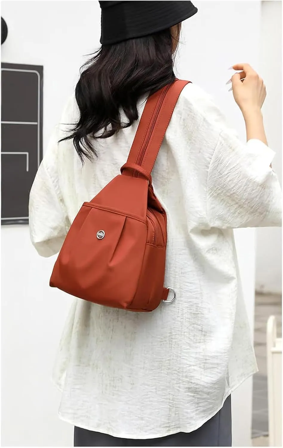 2025 Backpack Chest Bag Double Zipper Large Capacity, Multi-layer Waterproof Oxford Fabric, Adjustable Shoulder Strap (Red,one size)