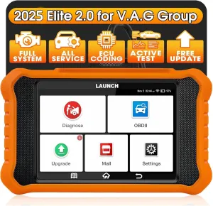 2025 LAUNCH Creader Elite V2.0 OBD2 Scanner for VW Audi Skoda Seat, Full Systems Bi-Directional Scan Tool for VAG Vehicles, All Services Car Code Reader, ECU Coding, AUTO VIN, Fr-ee Update
