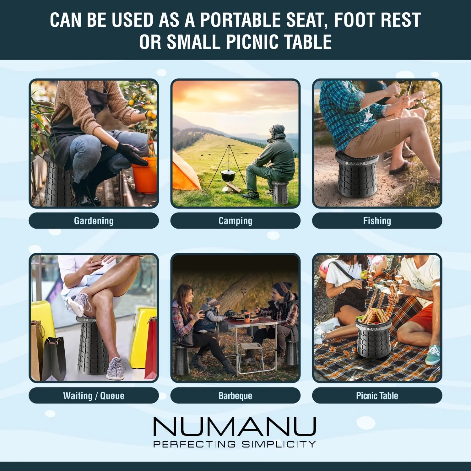 2025 Upgraded XXL Collapsible Stool 19.7" & Seat Cushion   Carry Bag, 1000lbs Max Weight, Heavy Duty Portable Retractable Folding Chair or Travel Footrest, Gift for Camping & Outdoors