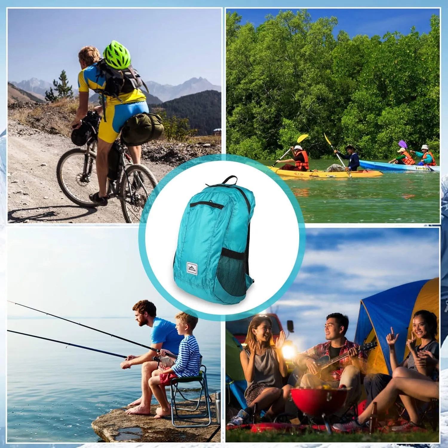 20L Foldable Backpack,Waterproof Packable Ultra Lightweight Hiking Backpack,For Men Women Travel Camping Outdoor Backpack-Lake Blue