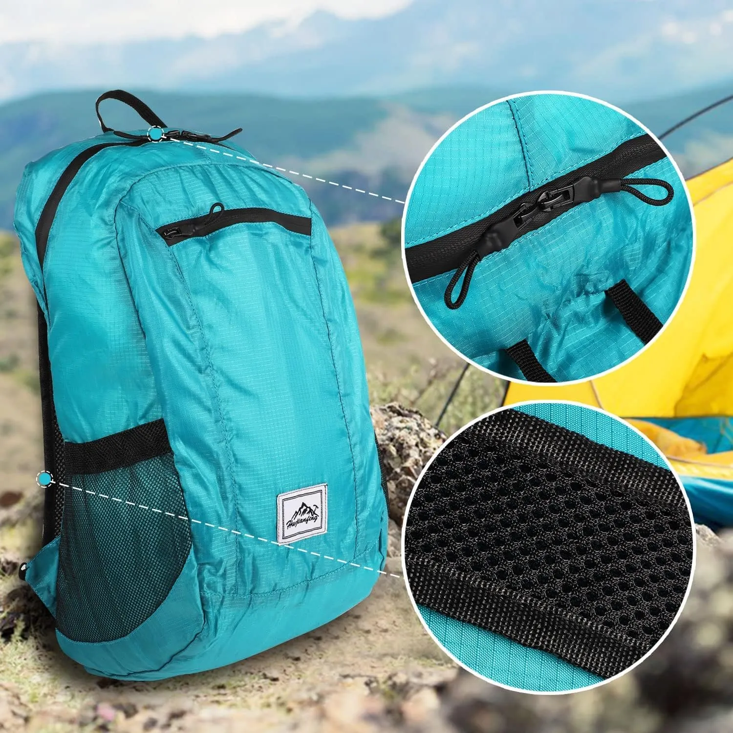 20L Foldable Backpack,Waterproof Packable Ultra Lightweight Hiking Backpack,For Men Women Travel Camping Outdoor Backpack-Lake Blue