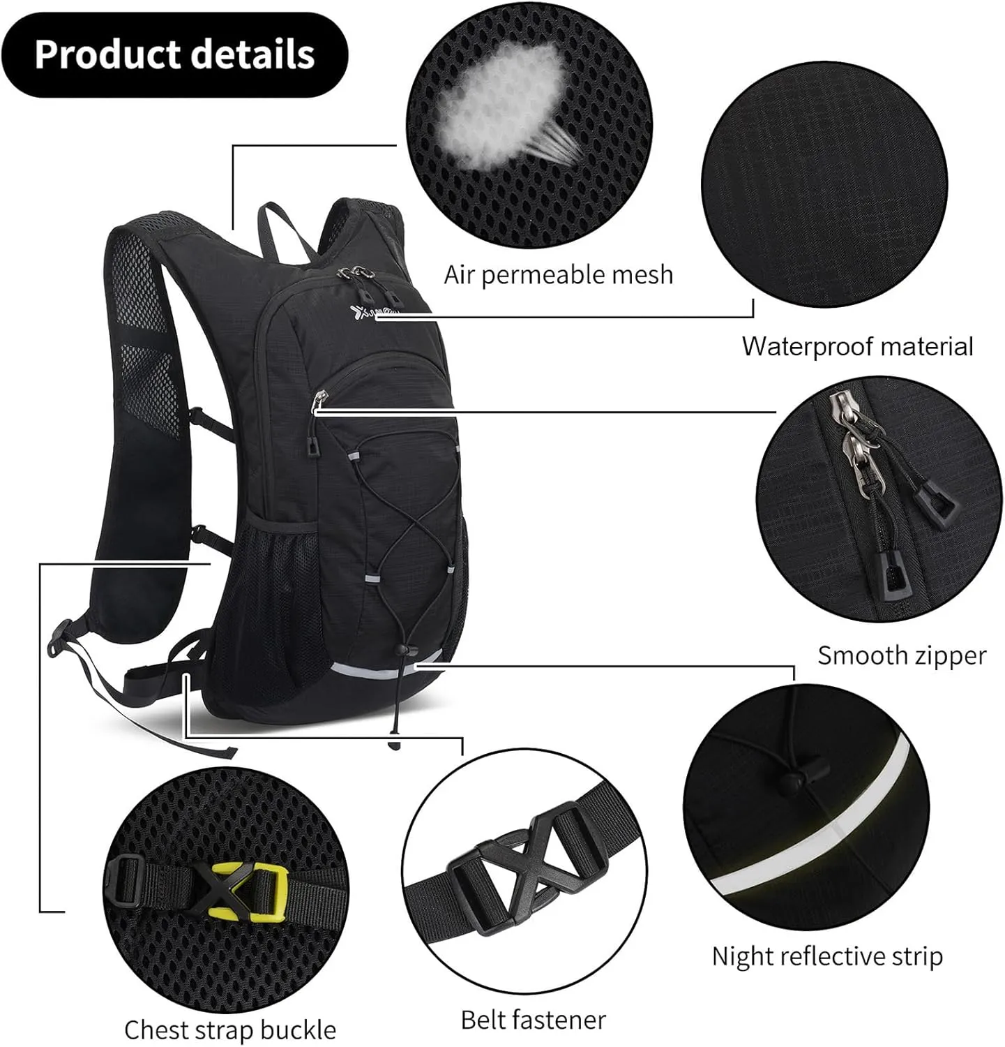 20L Ultra-Lightweight Hiking Backpack for Camping Gear Essentials | Water-Resistant Daypack Outdoor Adventures-BLACK