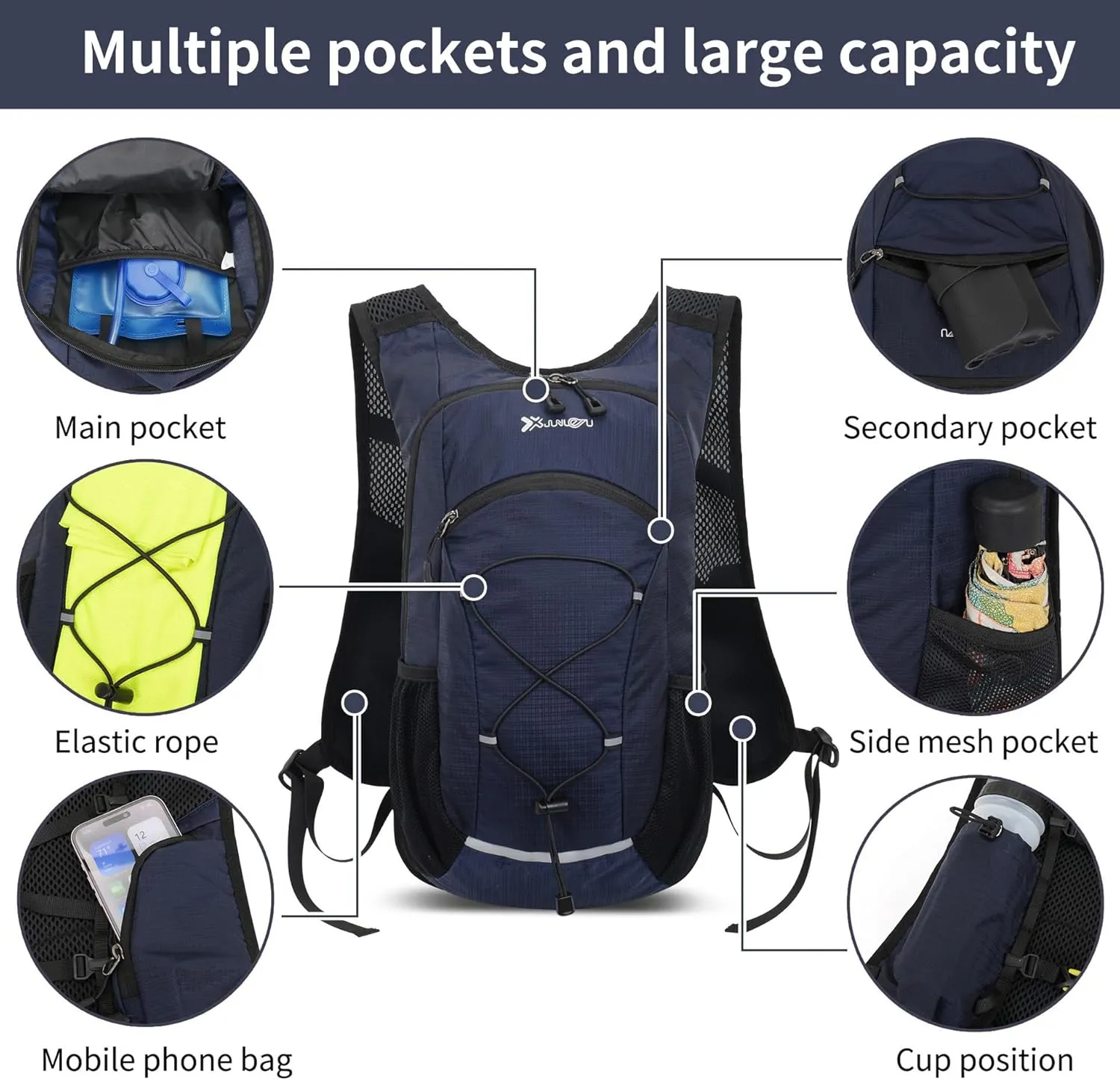 20L Ultra-Lightweight Hiking Backpack for Camping Gear Essentials | Water-Resistant Daypack Outdoor Adventures -NAVY BLUE