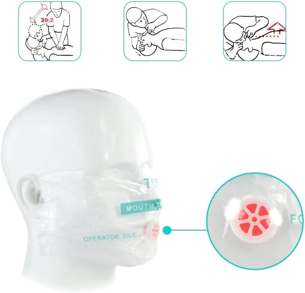 20pcs CPR Face Shield Mask with Keychain Keying Emergency Kit CPR Face Shields Pocket Mask for First Aid or CPR Training (Red-20)
