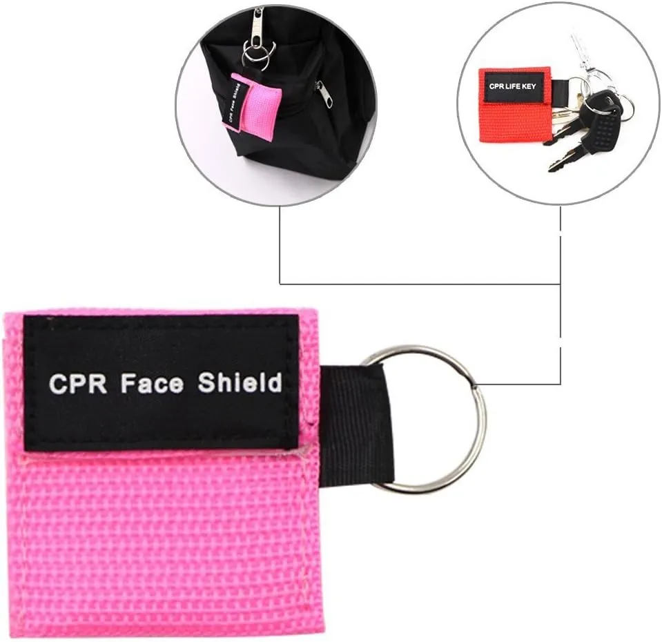 20pcs CPR Face Shield Mask with Keychain Keying Emergency Kit CPR Face Shields Pocket Mask for First Aid or CPR Training (Red-20)