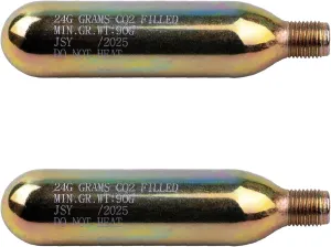 24 Gram CO2 Rearming Cylinder 1/2-inch Replacement Thread CO2 Cartridges for Auto Manual Version of Inflatable Jackets Life Vests Waist Belt Personal Flotation Device PFD-Rearming Accessories 2 PCS