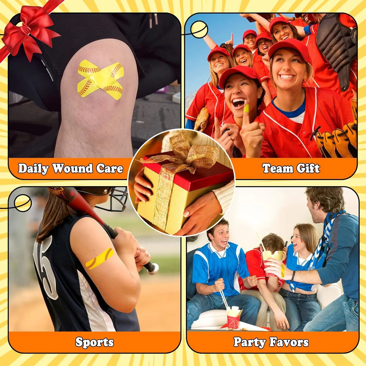 240 Pcs Softball First Aid Waterproof Bandages for Kids Adults, Fabric Adhesive Finger Bandages Travel Bandaids for Family, Fun Bandaids for Softball Enthusiasts, Halloween bandaids