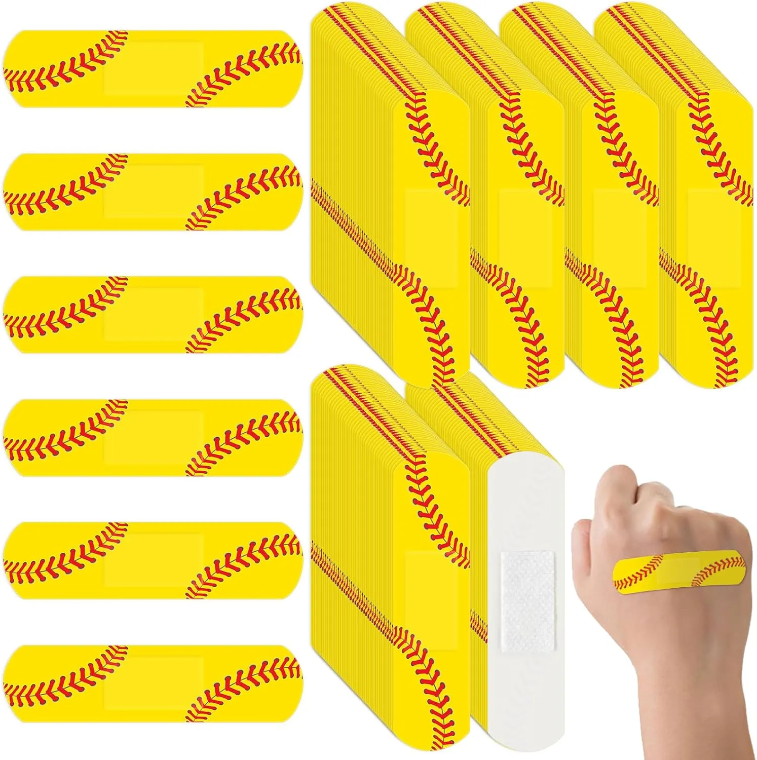 240 Pcs Softball First Aid Waterproof Bandages for Kids Adults, Fabric Adhesive Finger Bandages Travel Bandaids for Family, Fun Bandaids for Softball Enthusiasts, Halloween bandaids
