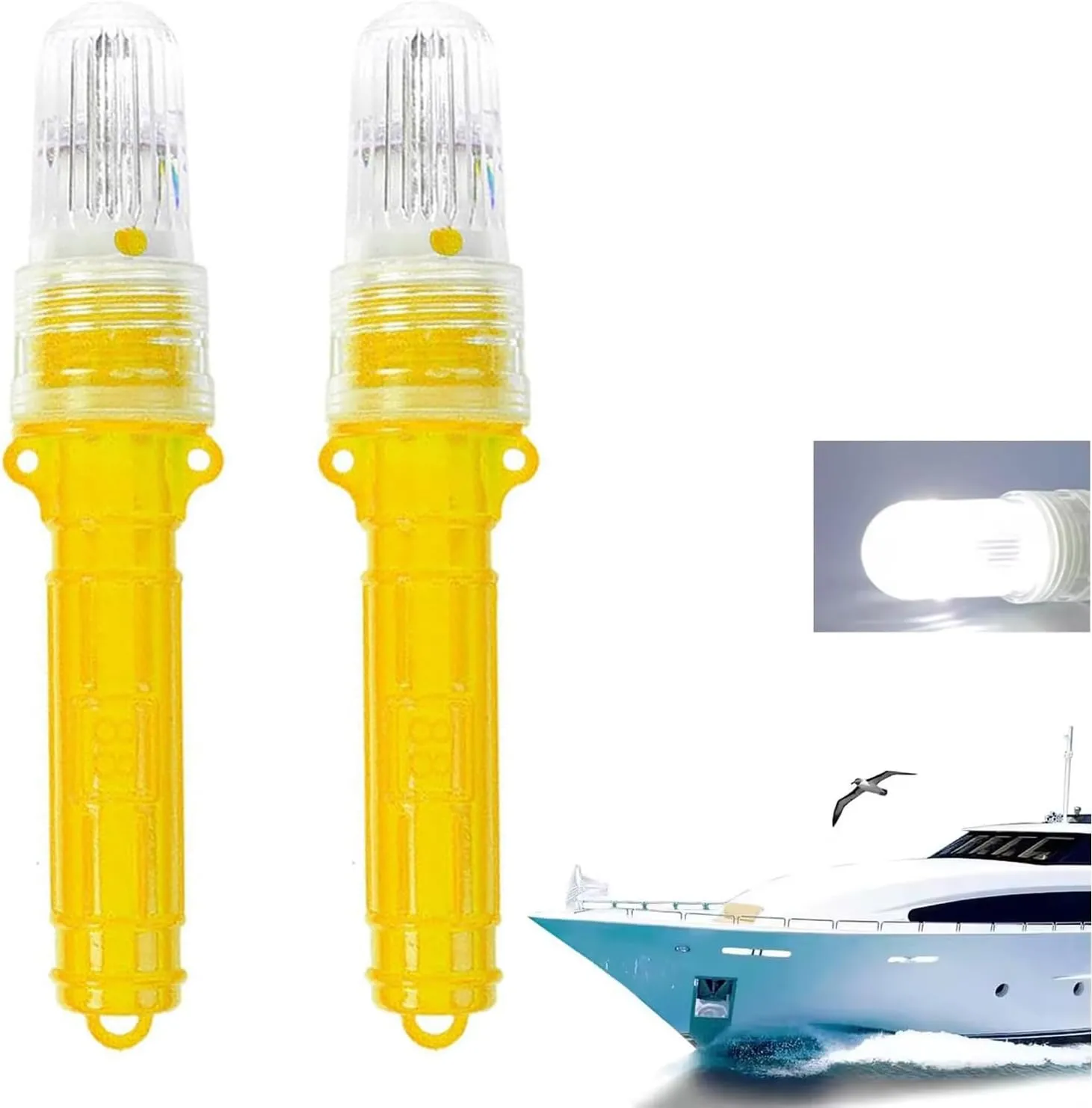 2PCS Boat Flares，2025 New Coast Guard Approved Marine Boat Flares Kit，Waterproof Boat Safety Kit Emergency Signals for Fishing Nets, Buoys, Boats (Yellow)