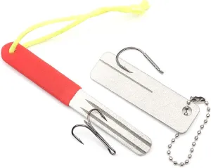 2pcs Hook Sharpener, Double Side Diamond Sharpener, Portable Multi-Function Sharpener Tool, Mini Groove Outdoor Hook Sharpener