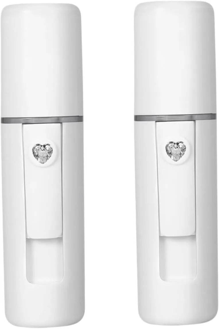2pcs Nano Face Mist Sprayer Portable Facial Humidifier for Skin Moisturizing and Makeup Refreshing White Color for Women Skincare