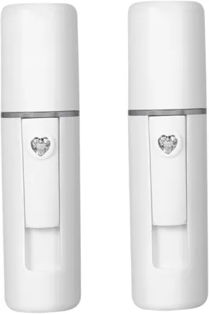 2pcs Nano Face Mist Sprayer Portable Facial Humidifier for Skin Moisturizing and Makeup Refreshing White Color for Women Skincare